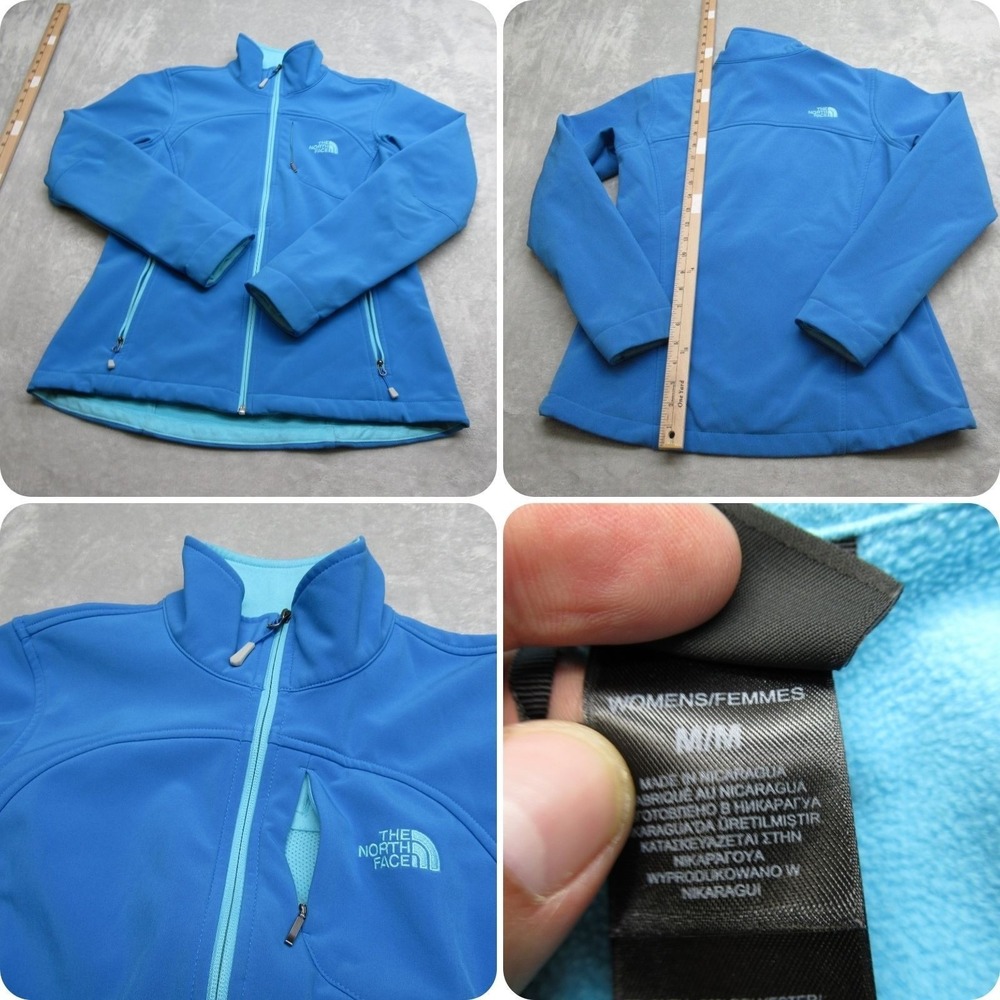 North Face Jacket Women Medium Light Blue Full Zip Softshell Water Resistant